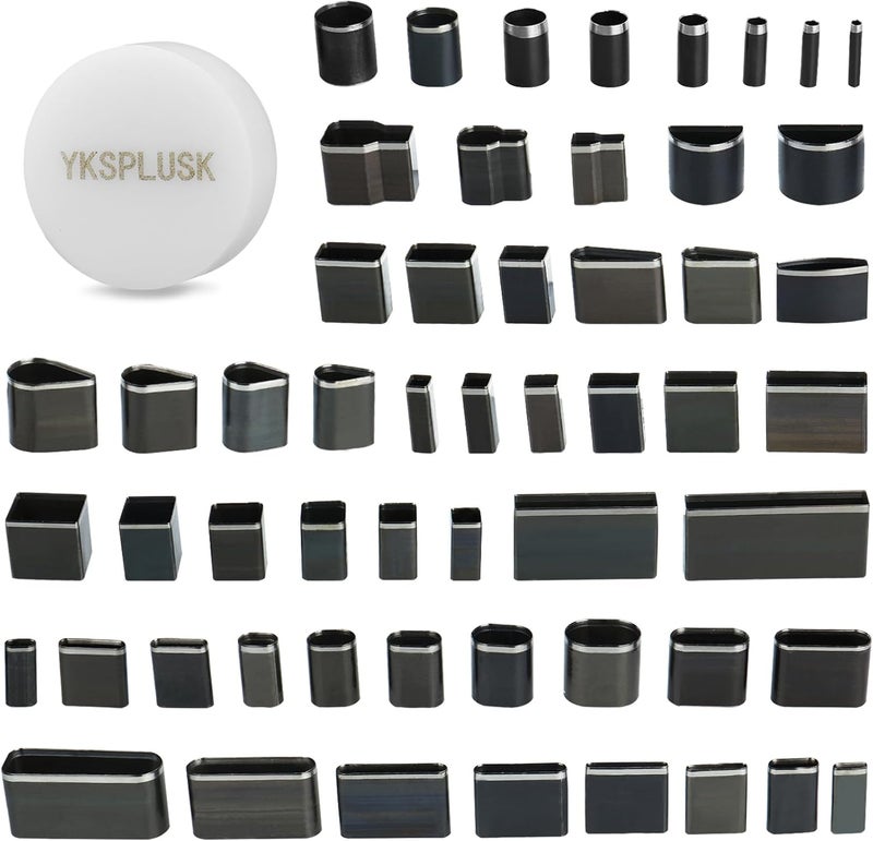 YKSPLUSK 56 Pieces Leather Hole Punch Set, Leather Cutting Dies Kit with Storage Case & Mat, Multiple Shapes Hole Punch Tool for Belts, Hollow Punch Cutter Tool for Handmade DIY Crafts - Image 1